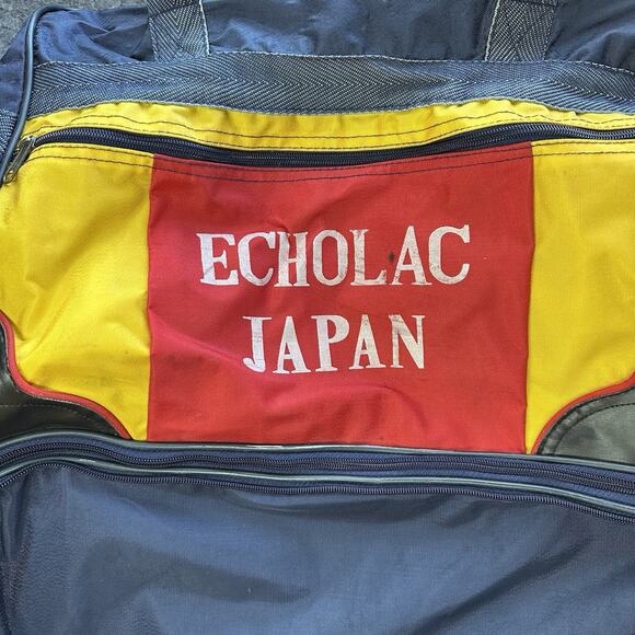 Vintage Rolling Travel Accordion Style Zip Up Folding Bag Carrying JAPAN Blue - Picture 2 of 11